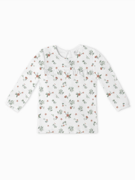 Sorren Long Sleeve Ruffle Yolk Tee - Rosemary / Blush