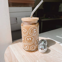 Outline Smiley Face Wrap Can Glass Cup