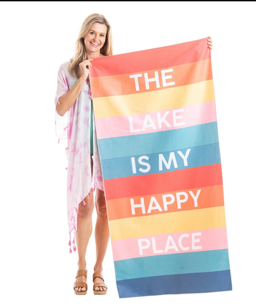 The Lake Is My Happy Place Quick Dry Towel